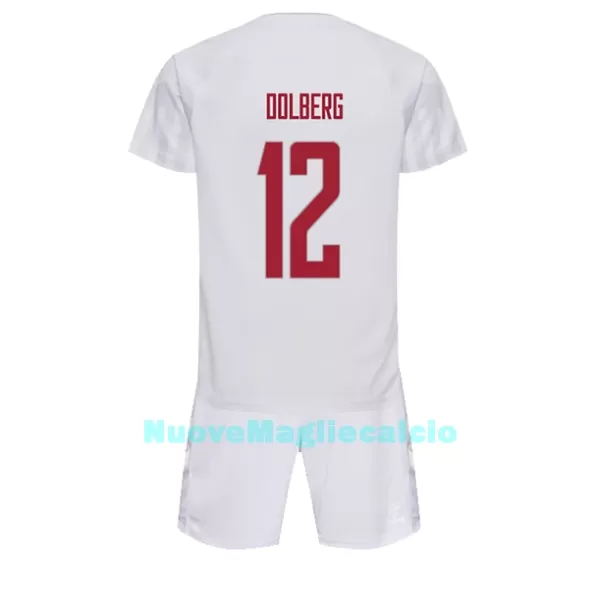 Completo calcio Danimarca Kasper Dolberg 12 Bambino Secondo Mondiali 2022
