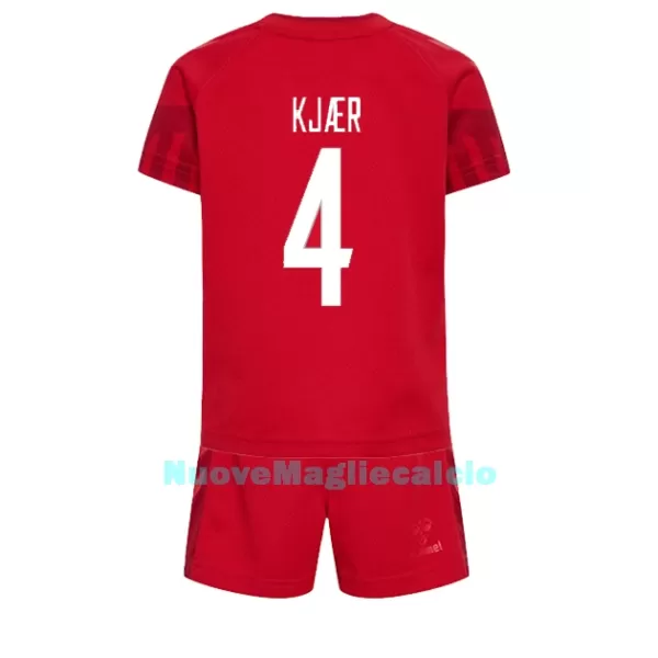 Completo calcio Danimarca Simon Kjaer 4 Bambino Primo Mondiali 2022