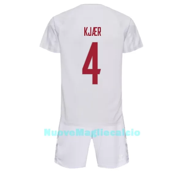Completo calcio Danimarca Simon Kjaer 4 Bambino Secondo Mondiali 2022