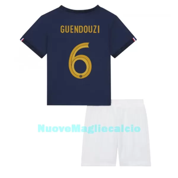 Completo calcio Francia Matteo Guendouzi 6 Bambino Primo Mondiali 2022
