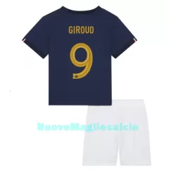 Completo calcio Francia Olivier Giroud 9 Bambino Primo Mondiali 2022 Completo calcio Francia Olivier Giroud 9 Bambino Primo Mondiali 2022