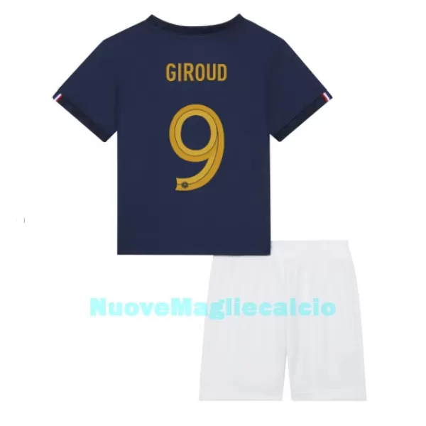 Completo calcio Francia Olivier Giroud 9 Bambino Primo Mondiali 2022