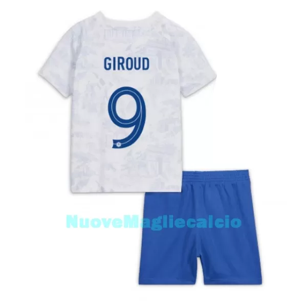 Completo calcio Francia Olivier Giroud 9 Bambino Secondo Mondiali 2022
