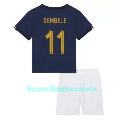 Completo calcio Francia Ousmane Dembele 11 Bambino Primo Mondiali 2022 Completo calcio Francia Ousmane Dembele 11 Bambino Primo Mondiali 2022