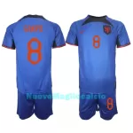 Completo calcio Olanda Cody Gakpo 8 Bambino Secondo Mondiali 2022