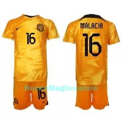 Completo calcio Olanda Tyrell Malacia 16 Bambino Primo Mondiali 2022 Completo calcio Olanda Tyrell Malacia 16 Bambino Primo Mondiali 2022