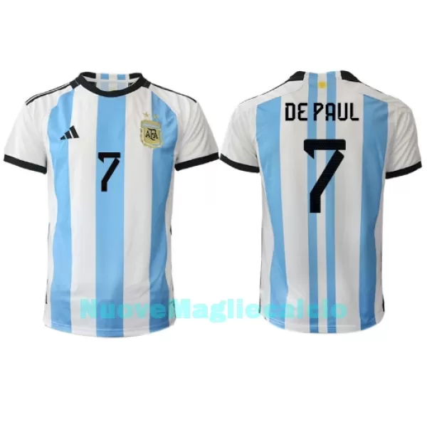 Maglia Argentina de Paul 7 Uomo Primo Mondiali 2022