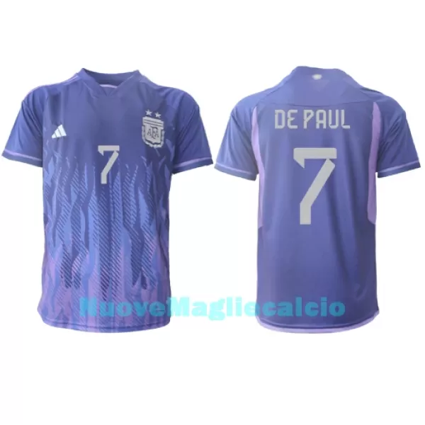 Maglia Argentina de Paul 7 Uomo Secondo Mondiali 2022