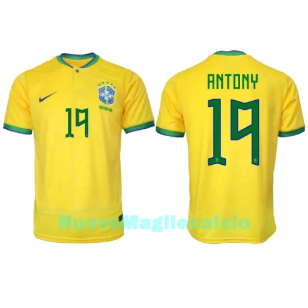 Maglia Brasile Antony 19 Uomo Primo Mondiali 2022