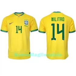 Maglia Brasile Eder Militão 14 Uomo Primo Mondiali 2022 Maglia Brasile Eder Militão 14 Uomo Primo Mondiali 2022