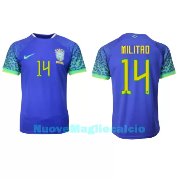 Maglia Brasile Eder Militão 14 Uomo Secondo Mondiali 2022