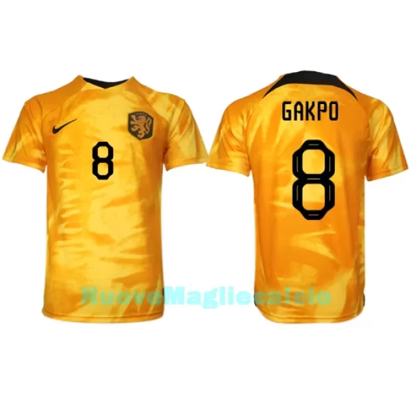 Maglia Olanda Cody Gakpo 8 Uomo Primo Mondiali 2022
