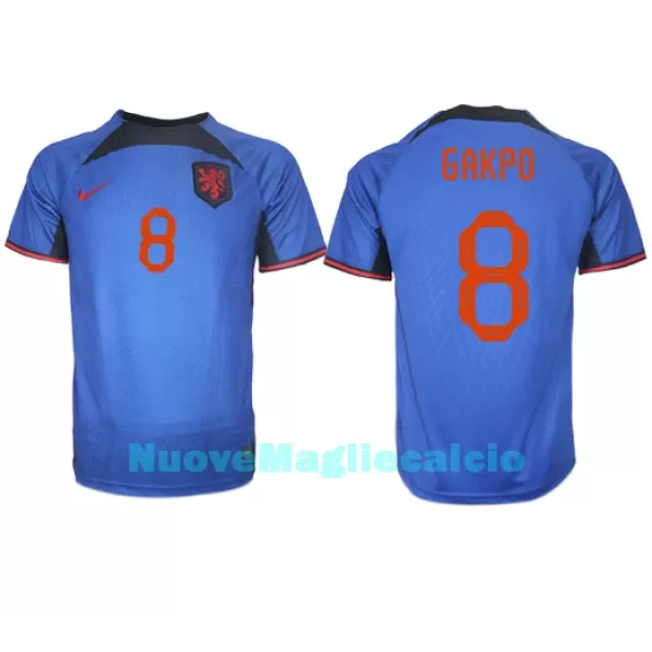 Maglia Olanda Cody Gakpo 8 Uomo Secondo Mondiali 2022