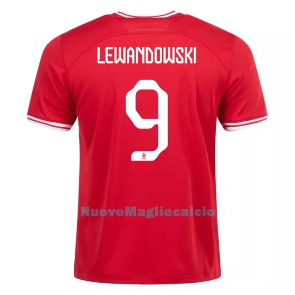 Maglia Polonia LEWANDOWSKI 9 Uomo Secondo Mondiali 2022