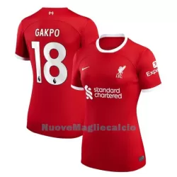 Maglia Liverpool Gakpo 18 Donna Primo 2023/24 Maglia Liverpool Gakpo 18 Donna Primo 2023/24