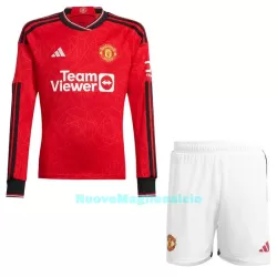 Completo calcio Manchester United Bambino Primo 2023/24 Maniche Lunghe Completo calcio Manchester United Bambino Primo 2023/24 Maniche Lunghe