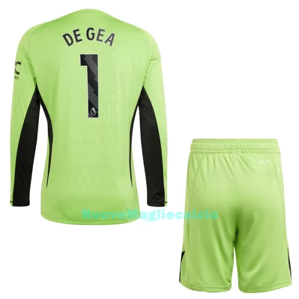 Completo calcio Portiere Manchester United De Gea 1 Bambino Primo 2023/24 Maniche Lunghe