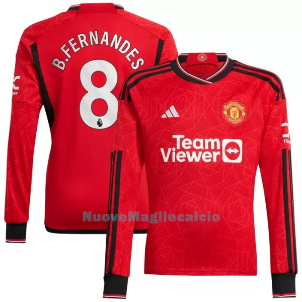 Maglia Manchester United Bruno Fernandes 8 Uomo Primo 2023/24 Maniche Lunghe