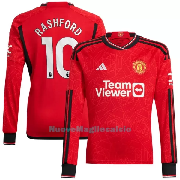 Maglia Manchester United Rashford 10 Uomo Primo 2023/24 Maniche Lunghe