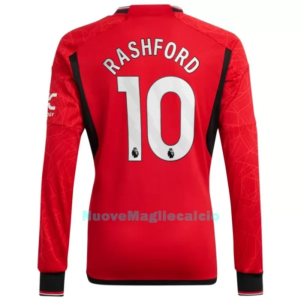 Maglia Manchester United Rashford 10 Uomo Primo 2023/24 Maniche Lunghe