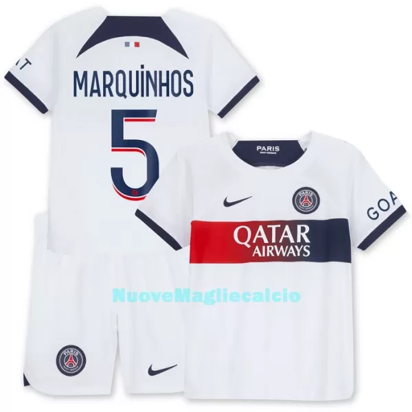 Completo calcio Paris Saint-Germain Marquinhos 5 Bambino Secondo 2023/24