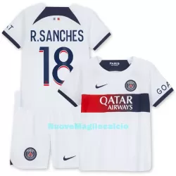 Completo calcio Paris Saint-Germain R.Sanches 18 Bambino Secondo 2023/24 Completo calcio Paris Saint-Germain R.Sanches 18 Bambino Secondo 2023/24