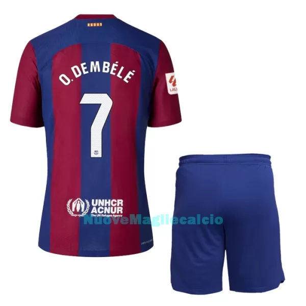 Completo calcio Barcellona O. Dembele 7 Bambino Primo 2023/24