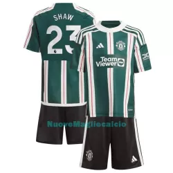 Completo calcio Manchester United Shaw 23 Bambino Secondo 2023/24 Completo calcio Manchester United Shaw 23 Bambino Secondo 2023/24