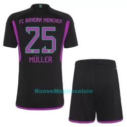 Completo calcio FC Bayern Monaco Müller 25 Bambino Secondo 2023/24 Completo calcio FC Bayern Monaco Müller 25 Bambino Secondo 2023/24