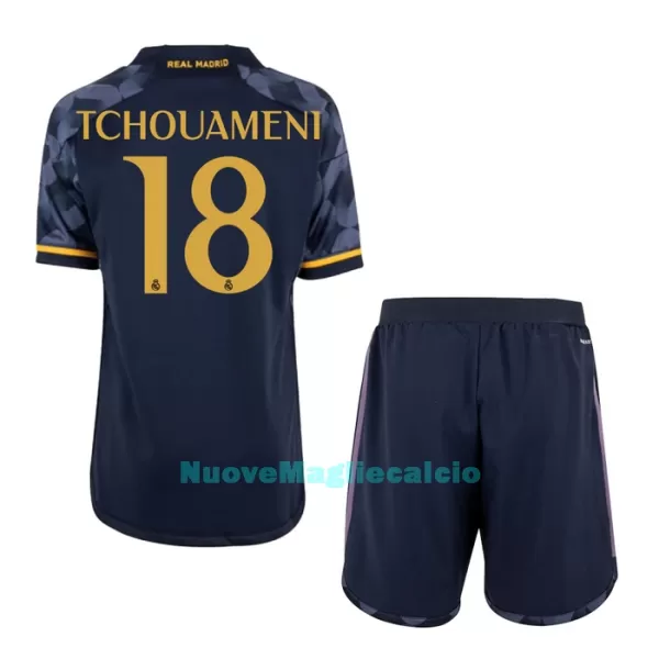 Completo calcio Real Madrid Tchouaméni 18 Bambino Secondo 2023/24