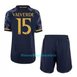 Completo calcio Real Madrid Valverde 15 Bambino Secondo 2023/24 Completo calcio Real Madrid Valverde 15 Bambino Secondo 2023/24