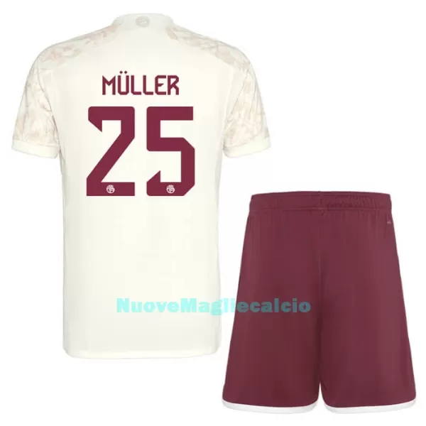Completo calcio FC Bayern Monaco Müller 25 Champions League Bambino 3rd 2023/24