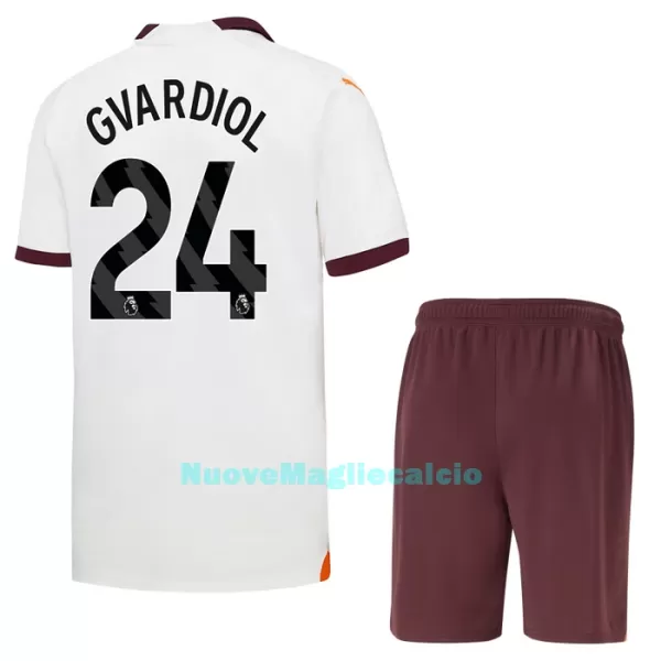 Completo calcio Manchester City Gvardiol 24 Bambino Secondo 2023/24