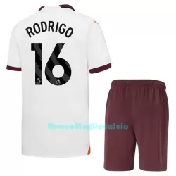 Completo calcio Manchester City Rodrigo 16 Bambino Secondo 2023/24 Completo calcio Manchester City Rodrigo 16 Bambino Secondo 2023/24