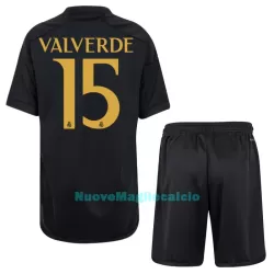 Completo calcio Real Madrid Valverde 15 Bambino 3rd 2023/24 Completo calcio Real Madrid Valverde 15 Bambino 3rd 2023/24