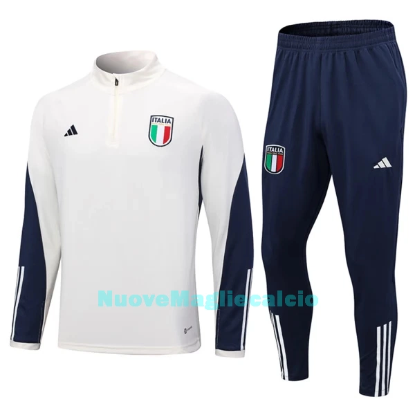 Italia Tute Felpe da Allenamento Uomo 1/4-Zip 2023/24 Bianca