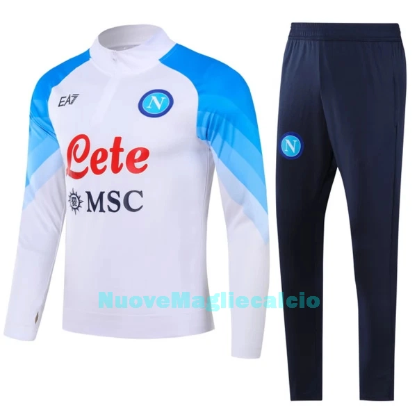 Napoli Tute Felpe da Allenamento Uomo 1/4-Zip 2023/24 Bianca