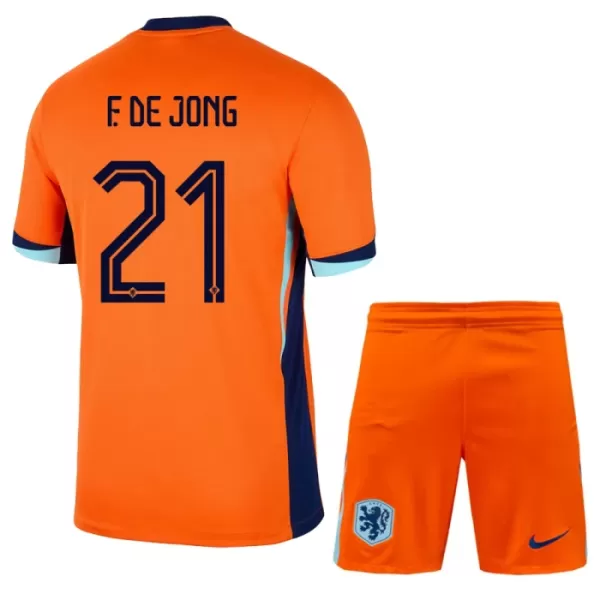 Completo calcio Paesi Bassi Frenkie de Jong 21 Bambino Primo Euro 2024