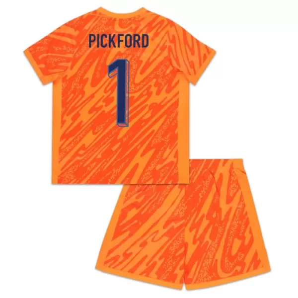 Completo calcio Portiere Inghilterra Pickford 1 Bambino Euro 2024 Arancia