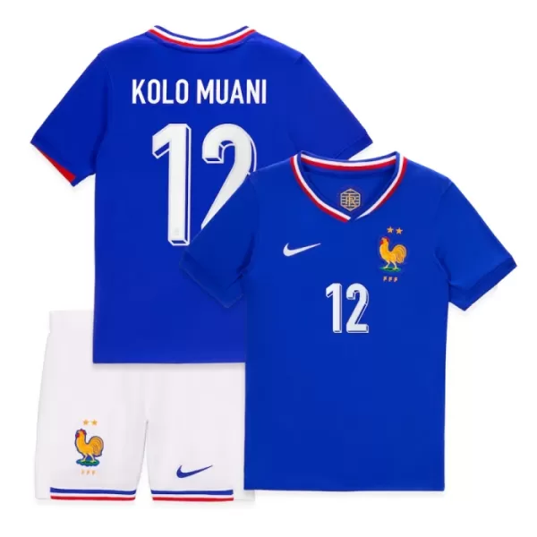 Completo calcio Francia Kolo Muani 12 Bambino Primo Euro 2024