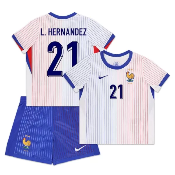 Completo calcio Francia L. Hernandez 21 Bambino Secondo Euro 2024