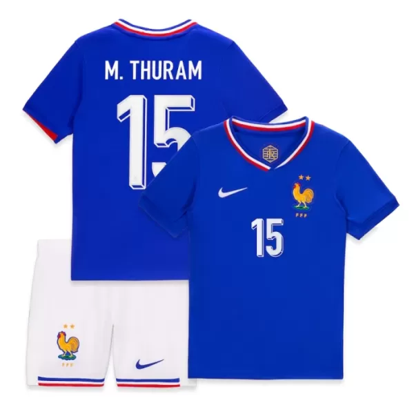 Completo calcio Francia M. Thuram 15 Bambino Primo Euro 2024