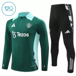 Manchester United Felpe da Allenamento Bambino 1/4-Zip 2024/25 Verde Manchester United Felpe da Allenamento Bambino 1/4-Zip 2024/25 Verde