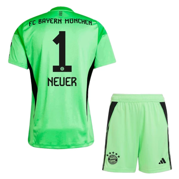 Completo calcio Portiere FC Bayern Monaco Neuer 1 Bambino 2025-26 Verde Completo calcio Portiere FC Bayern Monaco Neuer 1 Bambino 2025-26 Verde