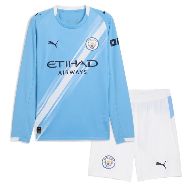 Completo calcio Manchester City Bambino Primo 2025-26 Maniche Lunghe Completo calcio Manchester City Bambino Primo 2025-26 Maniche Lunghe