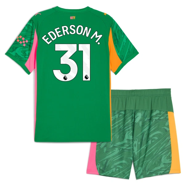 Completo calcio Portiere Manchester City Ederson M. 31 Bambino 2025-26 Verde Completo calcio Portiere Manchester City Ederson M. 31 Bambino 2025-26 Verde