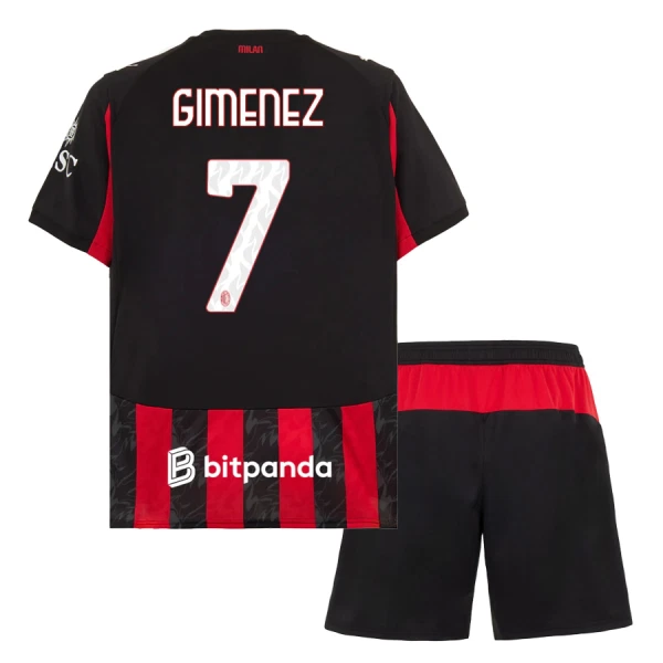 Completo calcio AC Milan Gimenez 7 Bambino Primo 2025-26 Completo calcio AC Milan Gimenez 7 Bambino Primo 2025-26