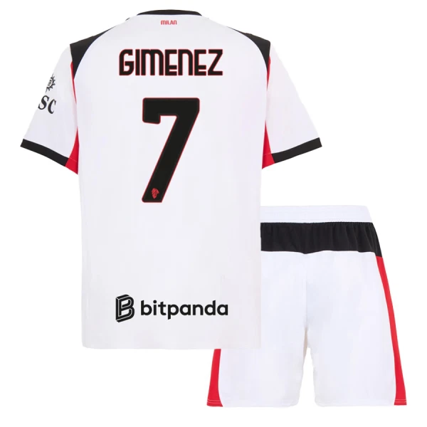 Completo calcio AC Milan Gimenez 7 Bambino Secondo 2025-26 Completo calcio AC Milan Gimenez 7 Bambino Secondo 2025-26