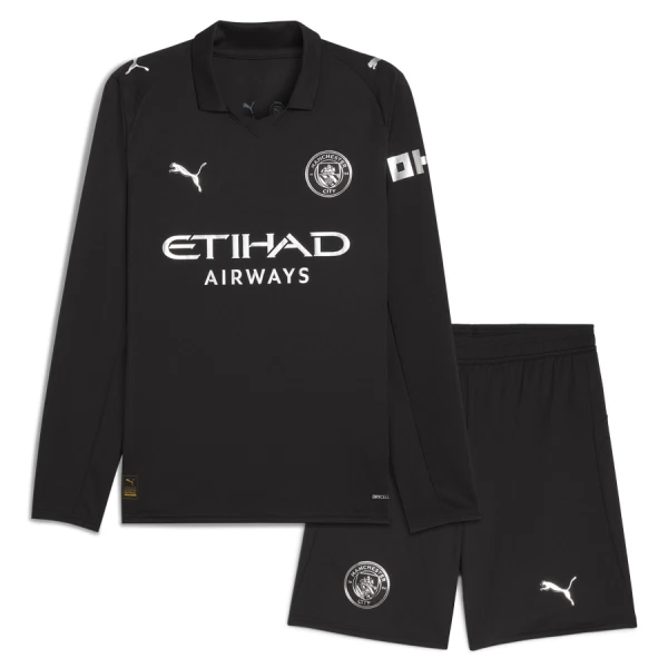 Completo calcio Manchester City Bambino Secondo 2025-26 Maniche Lunghe