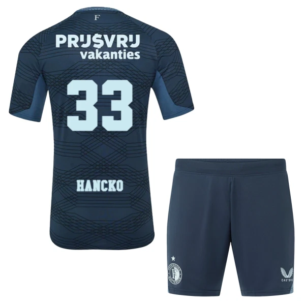 Completo calcio Feyenoord Rotterdam Hancko 33 Bambino Secondo 2025-26 Completo calcio Feyenoord Rotterdam Hancko 33 Bambino Secondo 2025-26